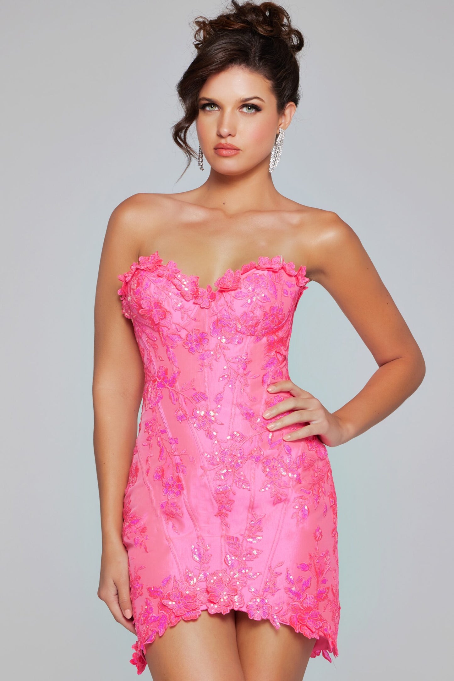 Jovani Pink Sweetheart Neckline Fitted Dress 40380
