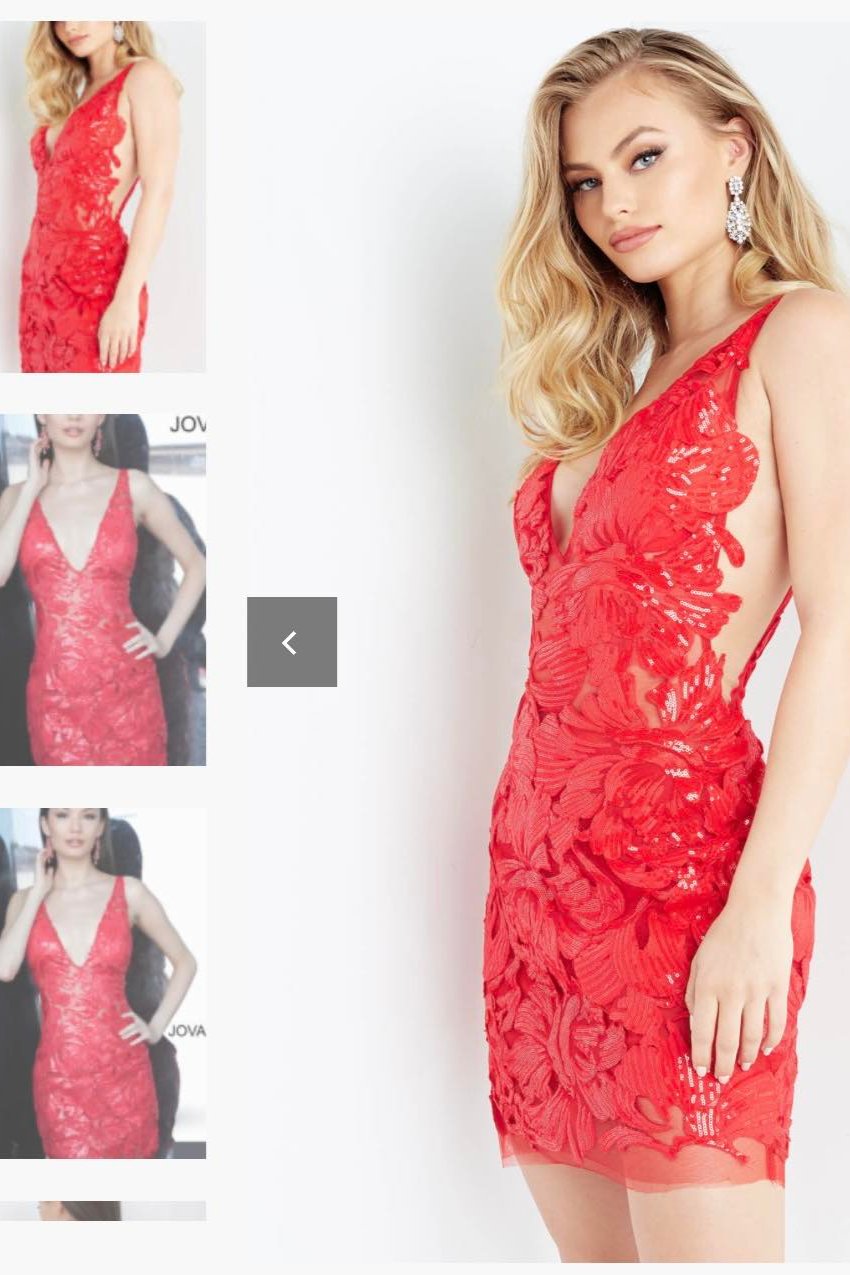 Jovani Red Embellished Fitted Cocktail Dress