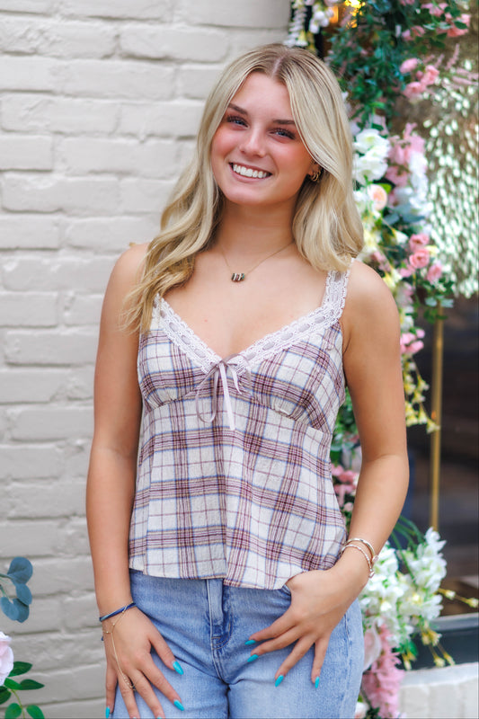 Coffee Date Plaid Top