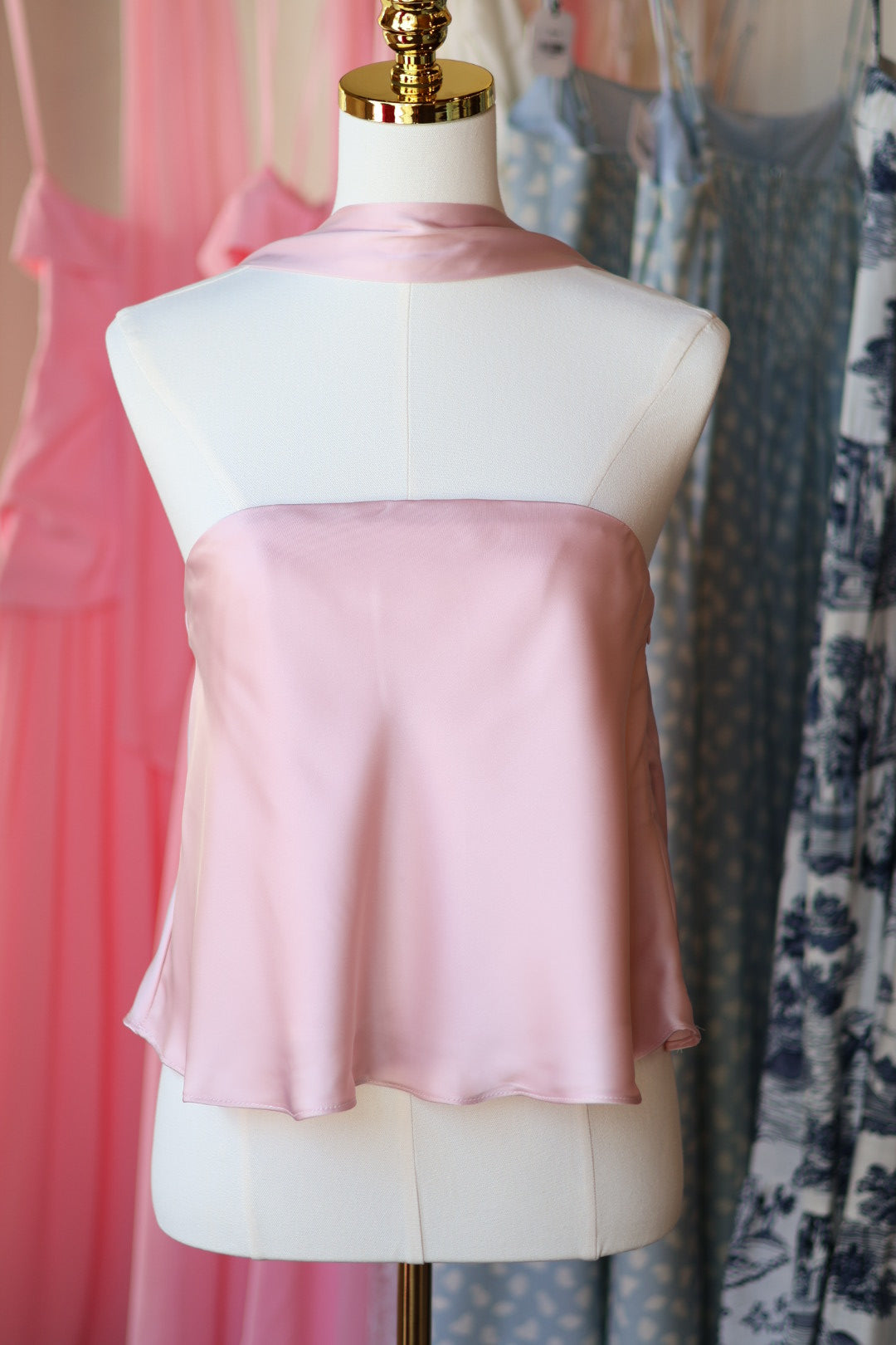 Blush Satin Scarf Top