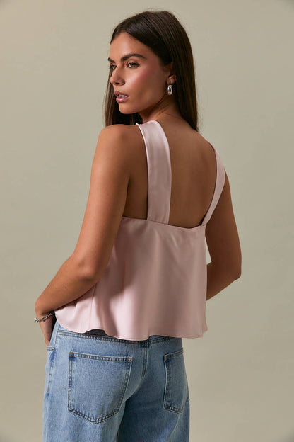 Blush Satin Scarf Top